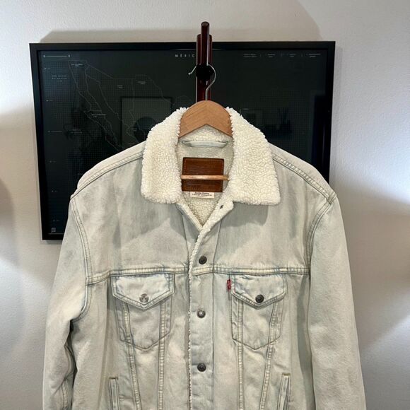 Levi's - Vintage Fit Fleece Denim Trucker Jacket - Dry Ice - Picture 4 of 7